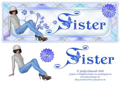 Sister Large Dl Card Front with Decoupage