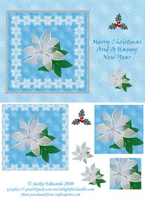 Poinsettia and Snowflake Lace Card Front