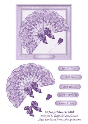 Fan with Rose Pin Decoupage 2