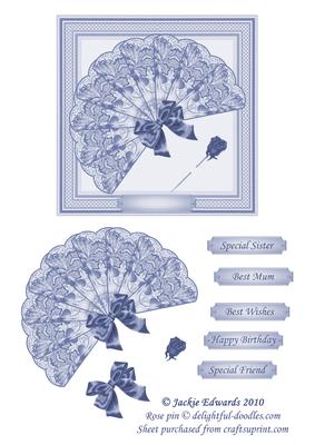 Fan with Rose Pin Decoupage 3