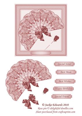 Fan with Rose Pin Decoupage 4