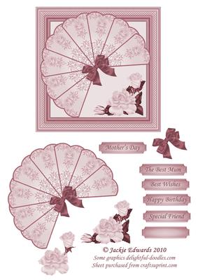Fan with Roses Decoupage 4