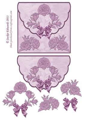 Scalloped Edged Envelope Style Card with Roses and Bow
