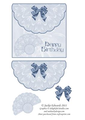 Scalloped Edged Envelope Style Card with Fan and Bow 1