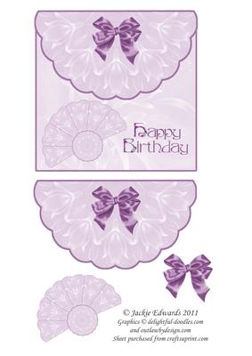 Scalloped Edged Envelope Style Card with Fan and Bow 2