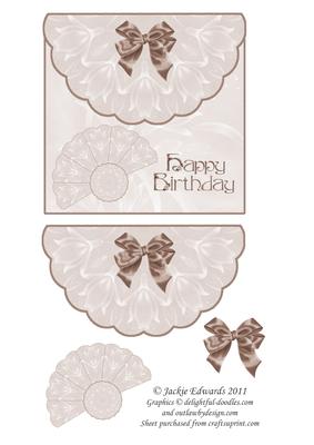 Scalloped Edged Envelope Style Card with Fan and Bow 4
