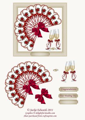 Wedding Day Card Front with Fan Decoupage