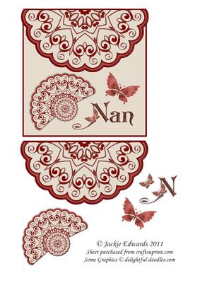 Scalloped Edged Envelope Card with Fan and Butterfly