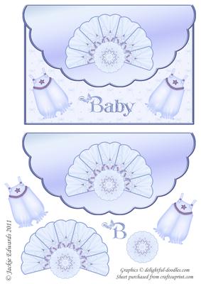 Scalloped Edged Envelope Style Card for Baby Boy