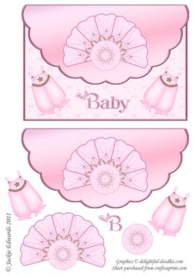 Scalloped Edged Envelope Style Card for Baby Girl