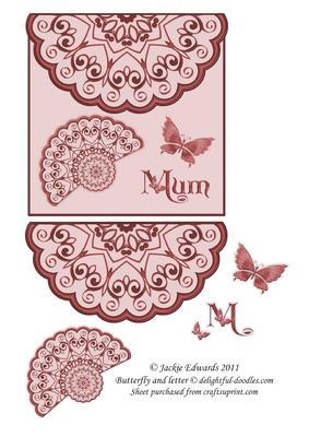 Scalloped Edged Envelope Card with Fan and Butterfly 2