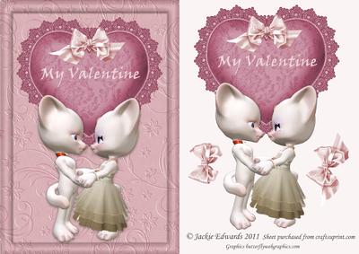 My Valentine Card Front with Decoupage