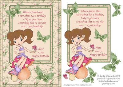 Cute Girl with Birthday Wishes for Her Friend