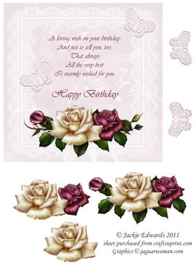 Antique Roses with Butterflies on Sentiment Plaque