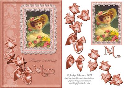 Victorian Elegance Framed in Lace with Roses for Mum
