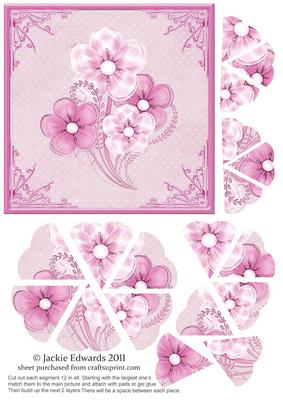Flower Style Pyramid Card Front in Pink