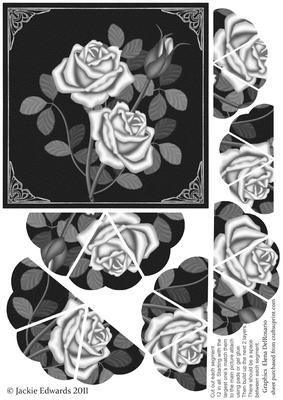 Flower Style Pyramid Card Front Roses on Black