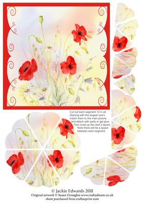 Flower Style Pyramid Card Front Field of Poppies