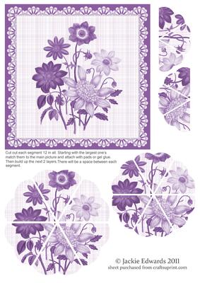 Flower Style Pyramid Card Front Mauve Flowers