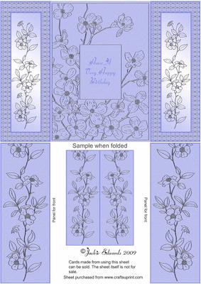 Blue Floral Gate Fold Card