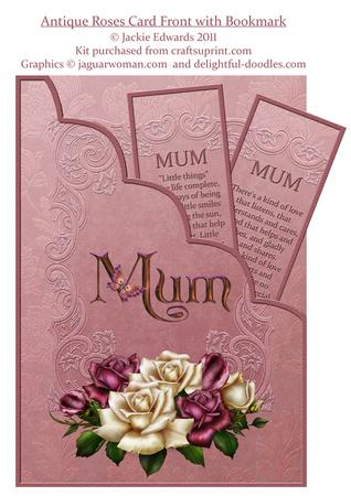 Antique Roses Card Front with Bookmark Kit