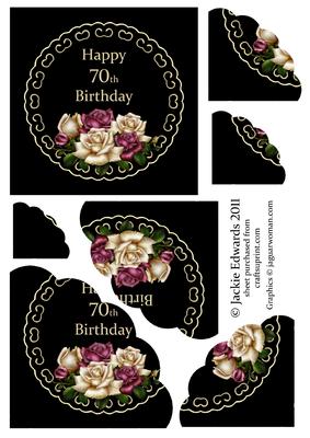 Antique Roses on Black and Gold 70th
