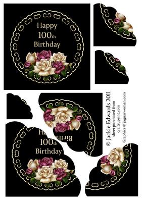 Antique Roses on Black and Gold 100th