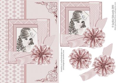 Card Front Framed Lady Decoupage