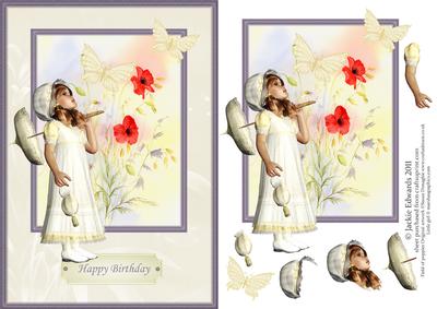 Field of Poppies with Little Girl Card Front
