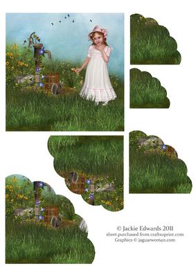 Little Girl Playing in a Fantasy Garden