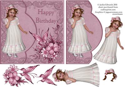 Mock Envelope Style Card Little Girl and Butterfly