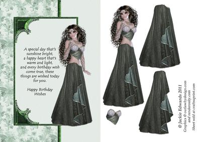 Lady in Green with Verse Card Front