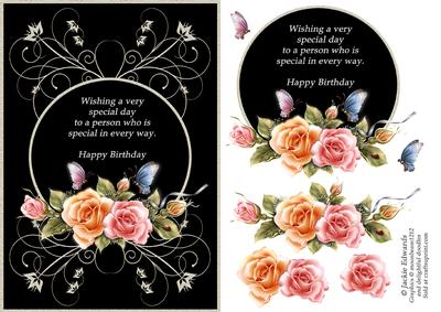 Glowing Roses with Butterflies and Verse