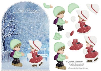 Winter Kids in the Snow Card Front