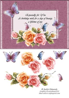 Butterflies and Flowers Border with Verse