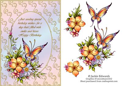 Framed Flowers Butterfly and Verse