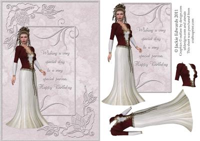 A5 Card with Lady and Sentiment
