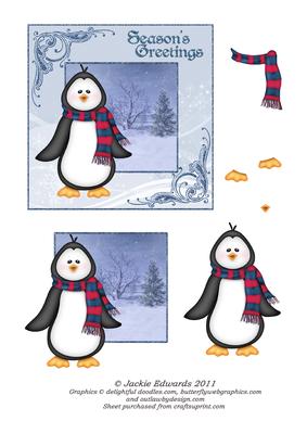 5x5 Christmas Penguin Card