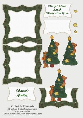 Christmas Easel Card with Bears and Tree