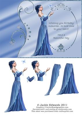 Lady with Butterfly and Verse Blue