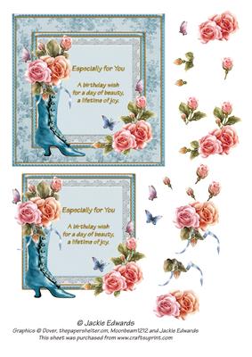 Victorian Boot with Flowers and Butterflies