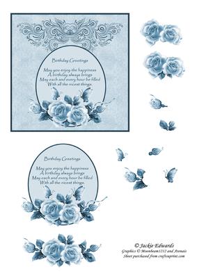 Glowing Roses Butterfly Blue