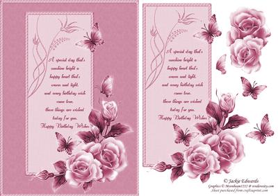 Lovely Roses and Butterflies Pink