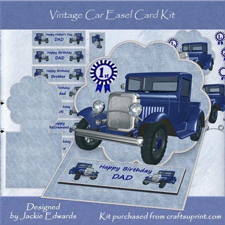 Vintage Car Easel Card Kit