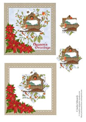 Robins Nest with Poinsettia and Lace