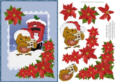 Christmas Post with Poinsettia and Lace