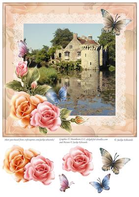 Scotney Castle Framed with Roses and Lace