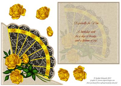 Black and Gold Fan Over the Edge Card