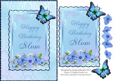 Mum with Flowers and Butterfly