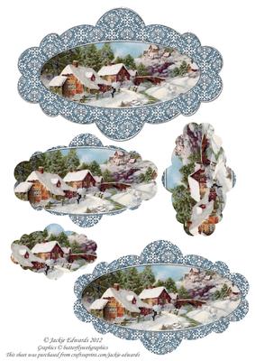 Shaped Pyramid Christmas Scene Topper